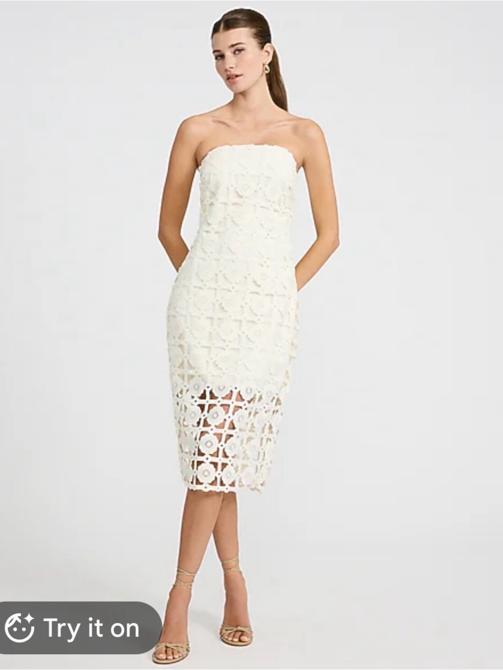 Express Strapless Crochet Midi Dress